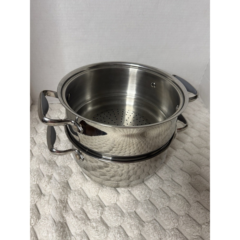 Belgique Stainless Steel Stackable Steamer Strainer Boiler Pot 2 Set 3QT - Picture 10 of 11